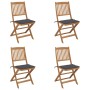 4 Stück klappbare Gartenstühle und Kissen aus massivem Akazienholz von vidaXL, Gartenstühle - Ref: Foro24-3064671, Preis: 222...