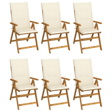 6 Stück klappbare Gartenstühle und Kissen aus massivem Akazienholz von vidaXL, Gartenstühle - Ref: Foro24-3064121, Preis: 481...