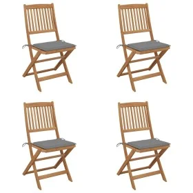 4 pcs folding garden chairs and solid acacia wood cushions by vidaXL, Garden chairs - Ref: Foro24-3064672, Price: 213,83 €, D...