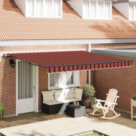 Toldo Retráctil Manual Naranja y marrón 400 x 300 cm tela