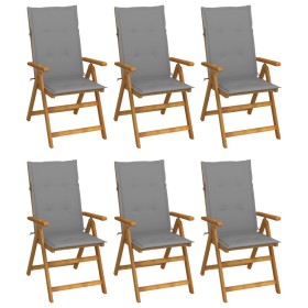 6 pcs folding garden chairs and solid acacia wood cushions by vidaXL, Garden chairs - Ref: Foro24-3064120, Price: 460,38 €, D...