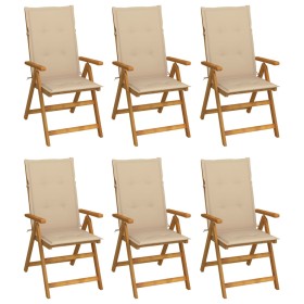 6 pcs folding garden chairs and solid acacia wood cushions by vidaXL, Garden chairs - Ref: Foro24-3064122, Price: 460,57 €, D...