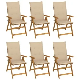 6 pcs folding garden chairs and solid acacia wood cushions by vidaXL, Garden chairs - Ref: Foro24-3064122, Price: 453,62 €, D...