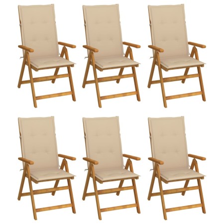 6 Stück klappbare Gartenstühle und Kissen aus massivem Akazienholz von vidaXL, Gartenstühle - Ref: Foro24-3064122, Preis: 460...