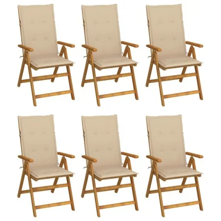 Sillas de jardín plegables 6 uds y cojines madera maciza acacia de vidaXL, Sillas de jardín - Ref: Foro24-3064122, Precio: 45...