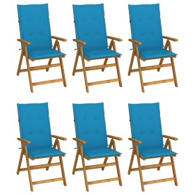 6 Stück klappbare Gartenstühle und Kissen aus massivem Akazienholz von vidaXL, Gartenstühle - Ref: Foro24-3064123, Preis: 466...