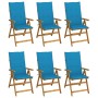 6 Stück klappbare Gartenstühle und Kissen aus massivem Akazienholz von vidaXL, Gartenstühle - Ref: Foro24-3064123, Preis: 466...