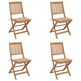 Sillas de jardín plegables 4 uds y cojines madera maciza acacia de vidaXL, Sillas de jardín - Ref: Foro24-3064674, Precio: 22...