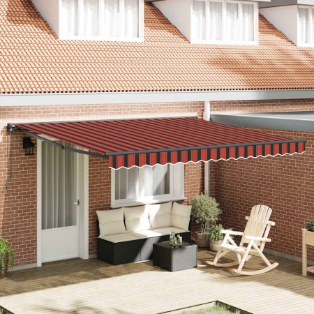 Toldo Retráctil Manual Naranja y Marrón 400x300 cm tela