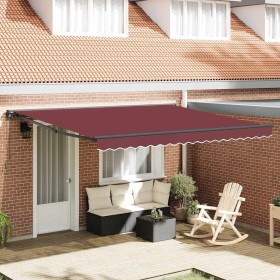 Toldo Retráctil Manual Rojo burdeos 400x300 cm tela