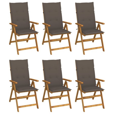 Sillas de jardín plegables 6 uds y cojines madera maciza acacia by vidaXL, Garden chairs - Ref: Foro24-3064127, Price: 485,05...