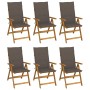 Sillas de jardín plegables 6 uds y cojines madera maciza acacia by vidaXL, Garden chairs - Ref: Foro24-3064127, Price: 485,05...