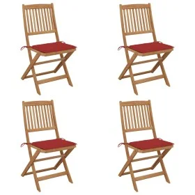 4 Stück klappbare Gartenstühle und Kissen aus massivem Akazienholz von vidaXL, Gartenstühle - Ref: Foro24-3064677, Preis: 218...