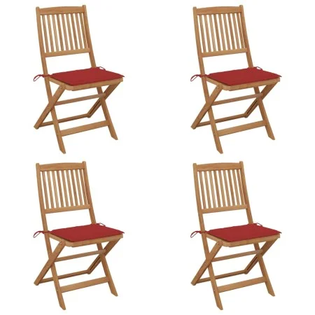 4 Stück klappbare Gartenstühle und Kissen aus massivem Akazienholz von vidaXL, Gartenstühle - Ref: Foro24-3064677, Preis: 218...