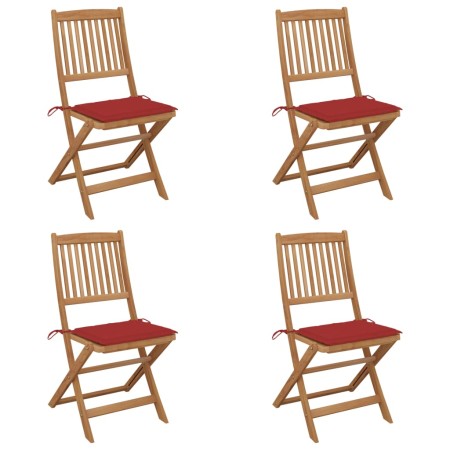 Folding garden chairs 4 units and solid acacia wood cushions by vidaXL, Garden chairs - Ref: Foro24-3064677, Price: 221,50 €,...