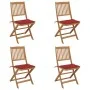 4 Stück klappbare Gartenstühle und Kissen aus massivem Akazienholz von vidaXL, Gartenstühle - Ref: Foro24-3064677, Preis: 218...
