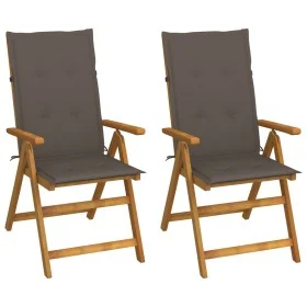 Reclining garden chairs 2 pcs solid acacia wood cushions by vidaXL, Garden chairs - Ref: Foro24-3064067, Price: 186,55 €, Dis...