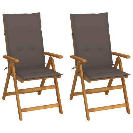 Reclining garden chairs 2 pcs solid acacia wood cushions by vidaXL, Garden chairs - Ref: Foro24-3064067, Price: 182,50 €, Dis...