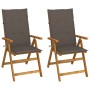 Reclining garden chairs 2 pcs solid acacia wood cushions by vidaXL, Garden chairs - Ref: Foro24-3064067, Price: 182,50 €, Dis...