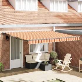 Toldo Retráctil Manual Amarillo y Naranja 400x300 cm tela