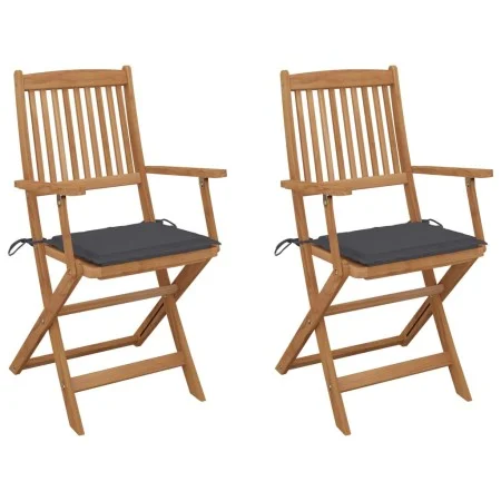 Folding garden chairs 2 units and solid acacia wood cushions by vidaXL, Garden chairs - Ref: Foro24-3064590, Price: 150,95 €,...