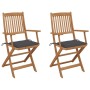 2 Stück klappbare Gartenstühle und Kissen aus massivem Akazienholz von vidaXL, Gartenstühle - Ref: Foro24-3064590, Preis: 171...