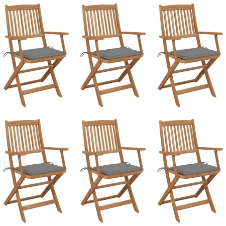 Sillas de jardín plegables 6 uds y cojines madera maciza acacia de vidaXL, Sillas de jardín - Ref: Foro24-3065462, Precio: 37...