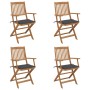 4 Stück klappbare Gartenstühle und Kissen aus massivem Akazienholz von vidaXL, Gartenstühle - Ref: Foro24-3064617, Preis: 241...