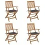 Sillas de jardín plegables 4 uds y cojines madera maciza acacia de vidaXL, Sillas de jardín - Ref: Foro24-3064617, Precio: 21...