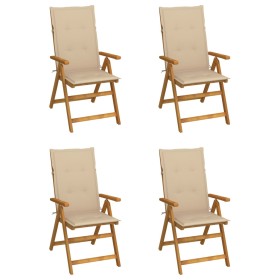 Liegende Gartenstühle mit 4 Kissen aus massivem Akazienholz von vidaXL, Gartenstühle - Ref: Foro24-3065350, Preis: 323,45 €, ...