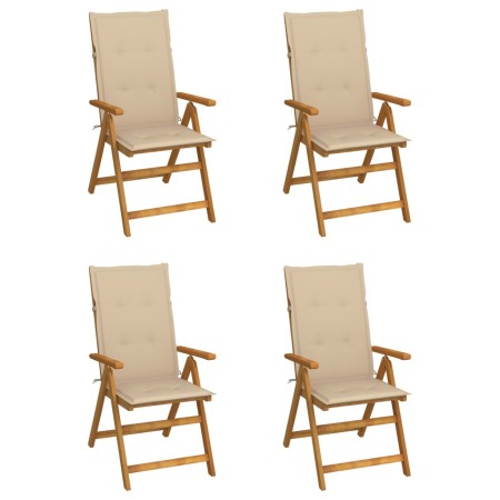 Liegende Gartenstühle mit 4 Kissen aus massivem Akazienholz von vidaXL, Gartenstühle - Ref: Foro24-3065350, Preis: 323,45 €, ...