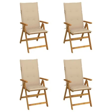Reclining garden chairs 4 pcs solid acacia wood cushions by vidaXL, Garden chairs - Ref: Foro24-3065350, Price: 336,46 €, Dis...