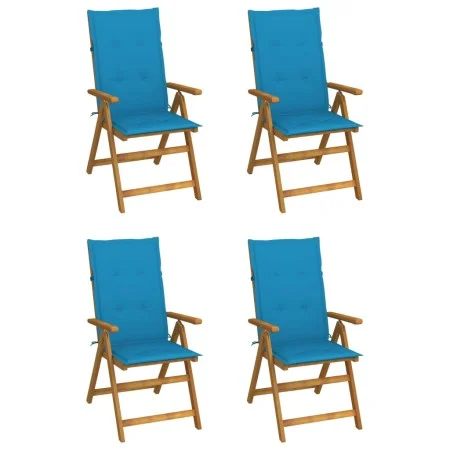 Reclining garden chairs 4 pcs solid acacia wood cushions by vidaXL, Garden chairs - Ref: Foro24-3065351, Price: 325,09 €, Dis...