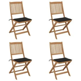 4 pcs folding garden chairs and solid acacia wood cushions by vidaXL, Garden chairs - Ref: Foro24-3064678, Price: 218,03 €, D...