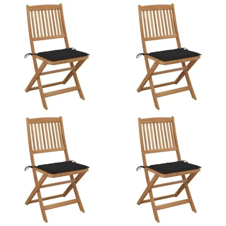 4 pcs folding garden chairs and solid acacia wood cushions by vidaXL, Garden chairs - Ref: Foro24-3064678, Price: 218,03 €, D...
