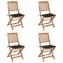 4 pcs folding garden chairs and solid acacia wood cushions by vidaXL, Garden chairs - Ref: Foro24-3064678, Price: 218,03 €, D...