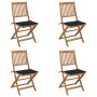 4 Stück klappbare Gartenstühle und Kissen aus massivem Akazienholz von vidaXL, Gartenstühle - Ref: Foro24-3064678, Preis: 221...