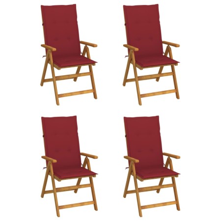 Reclining garden chairs 4 pcs solid acacia wood cushions by vidaXL, Garden chairs - Ref: Foro24-3065356, Price: 342,74 €, Dis...