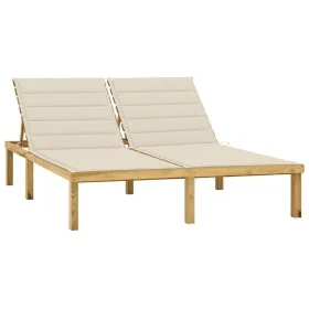 Double lounger and cream impregnated pine wood cushions by vidaXL, Loungers - Ref: Foro24-3065881, Price: 213,73 €, Discount: %