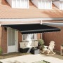 Toldo Retráctil Manual Negro 400 x 300 cm Tela, Metal