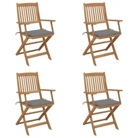 4 pcs folding garden chairs and solid acacia wood cushions by vidaXL, Garden chairs - Ref: Foro24-3064618, Price: 203,72 €, D...