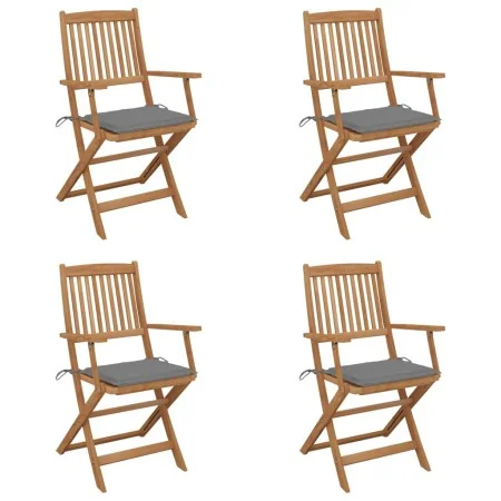 4 pcs folding garden chairs and solid acacia wood cushions by vidaXL, Garden chairs - Ref: Foro24-3064618, Price: 211,10 €, D...