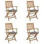 4 pcs folding garden chairs and solid acacia wood cushions by vidaXL, Garden chairs - Ref: Foro24-3064618, Price: 211,10 €, D...