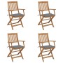4 Stück klappbare Gartenstühle und Kissen aus massivem Akazienholz von vidaXL, Gartenstühle - Ref: Foro24-3064618, Preis: 236...