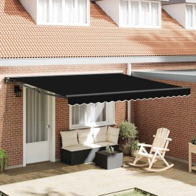 Toldo Retráctil Manual Negro 400x300 cm tela