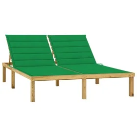 Tumbona doble y cojines verde madera pino impregnada de vidaXL, Tumbonas - Ref: Foro24-3065884, Precio: 206,27 €, Descuento: %