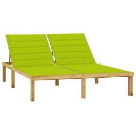 Doppelliege und hellgrüne Kissen aus imprägniertem Kiefernholz von vidaXL, Liegen - Ref: Foro24-3065890, Preis: 216,46 €, Rab...