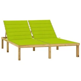 Double lounger and bright green cushions impregnated pine wood by vidaXL, Loungers - Ref: Foro24-3065890, Price: 205,62 €, Di...
