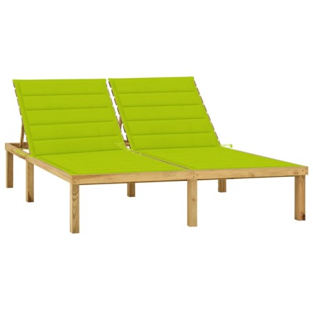 Doppelliege und hellgrüne Kissen aus imprägniertem Kiefernholz von vidaXL, Liegen - Ref: Foro24-3065890, Preis: 216,46 €, Rab...