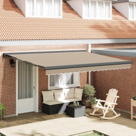 Toldo Retráctil Manual Beige 400 x 300 cm Tela, Metal